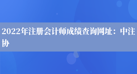 2022年注册会计师成绩查询网址：中注协(图1)
