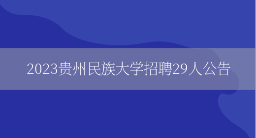 2023贵州民族大学招聘29人公告