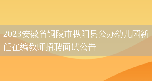 2023安徽省铜陵市枞阳县公办幼儿园新任在编教师招聘面试公告