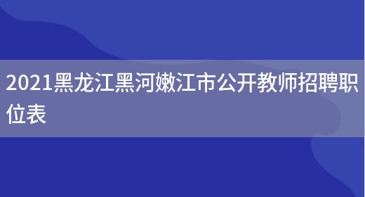 2021黑龙江黑河嫩江市公开教师招聘职位表