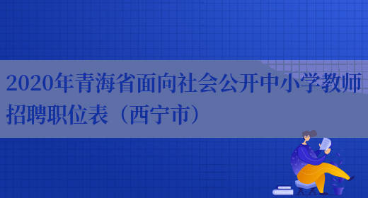 2020年青海省面向社会公开中小学教师招聘职位表（西宁市）