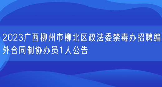 2023广西柳州市柳北区政法委禁毒办招聘编外合同制协办员1人公告