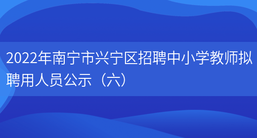 2022年南宁市兴宁区招聘中小学教师拟聘用人员公示（六）