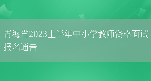 青海省2023上半年中小学教师资格面试报名通告