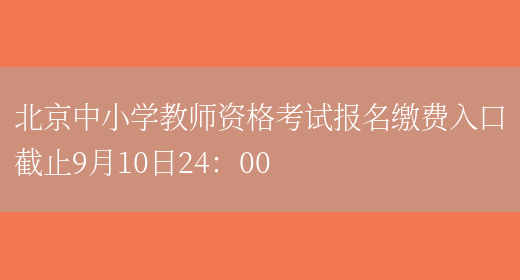 北京中小学教师资格考试报名缴费入口截止9月10日24：00