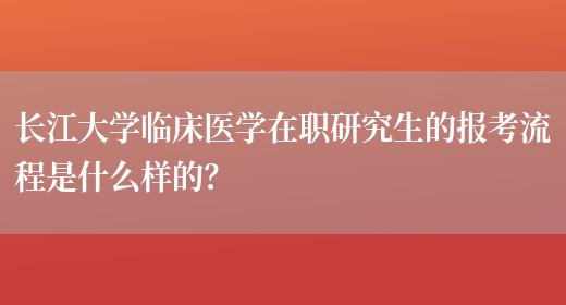 长江大学临床医学在职研究生的报考流程是什么样的？