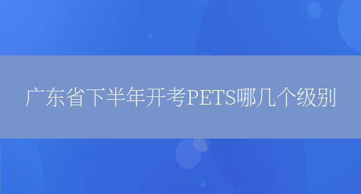 广东省下半年开考PETS哪几个级别