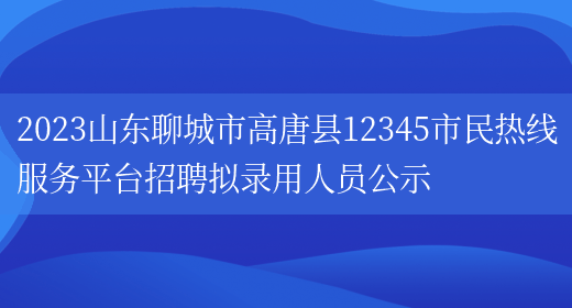 2023山东聊城市高唐县12345市民热线服务平台招聘拟录用人员公示
