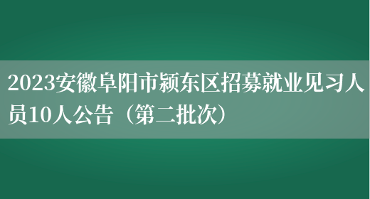 2023安徽阜阳市颍东区招募就业见习人员10人公告（第二批次）