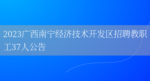 2023广西南宁经济技术开发区招聘教职工37人公告