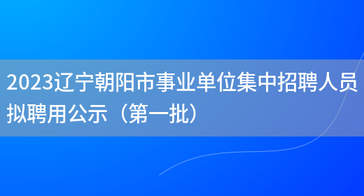 2023辽宁朝阳市事业单位集中招聘人员拟聘用公示（第一批） 