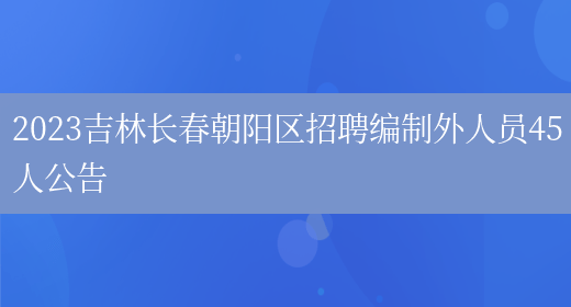 2023吉林长春朝阳区招聘编制外人员45人公告  