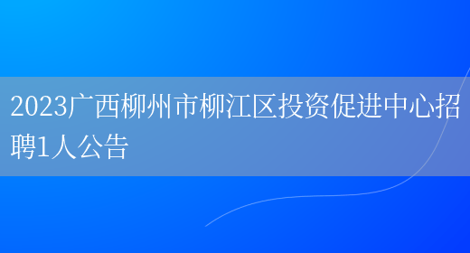 2023广西柳州市柳江区投资促进中心招聘1人公告