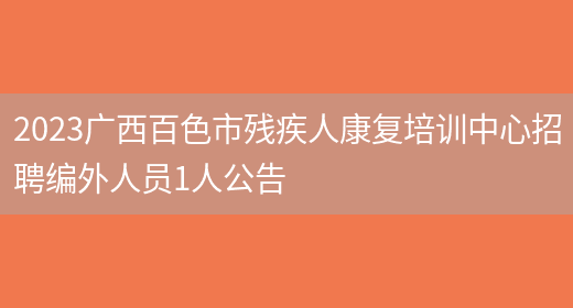 2023广西百色市残疾人康复培训中心招聘编外人员1人公告(图1)