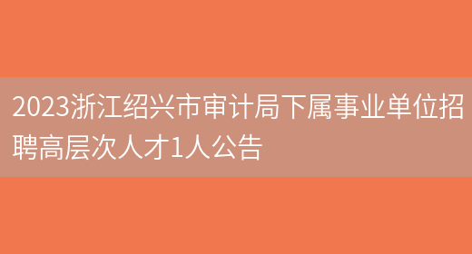 2023浙江绍兴市审计局下属事业单位招聘高层次人才1人公告