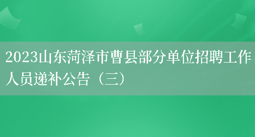 2023山东菏泽市曹县部分单位招聘工作人员递补公告（三）