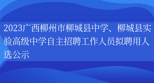 2023广西柳州市柳城县中学、柳城县实验高级中学自主招聘工作人员拟聘用人选公示