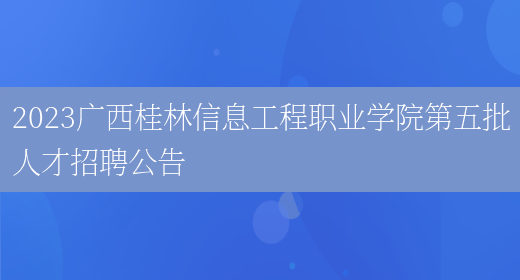 2023广西桂林信息工程职业学院第五批人才招聘公告