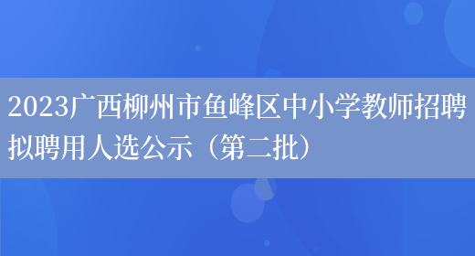 2023广西柳州市鱼峰区中小学教师招聘拟聘用人选公示（第二批）
