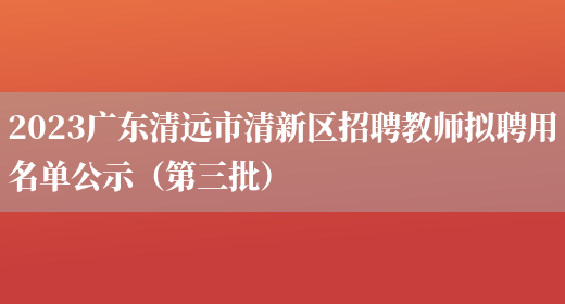 2023广东清远市清新区招聘教师拟聘用名单公示（第三批）