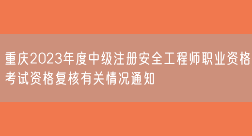 重庆2023年度中级注册安全工程师职业资格考试资格复核有关情况通知(图1)