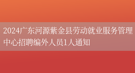 2024广东河源紫金县劳动就业服务管理中心招聘编外人员1人通知