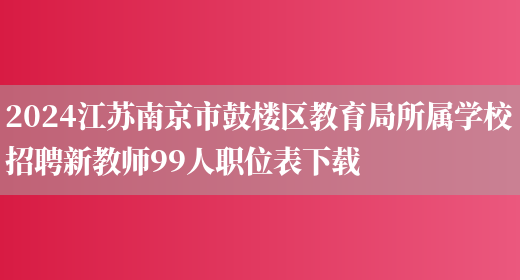 2024江苏南京市鼓楼区教育局所属学校招聘新教师99人职位表下载