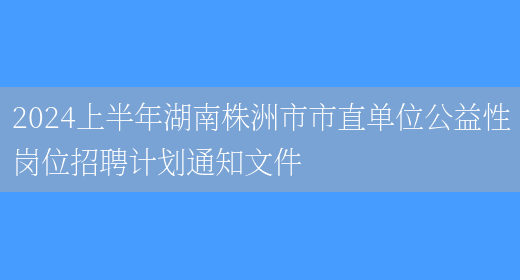 2024上半年湖南株洲市市直单位公益性岗位招聘计划通知文件