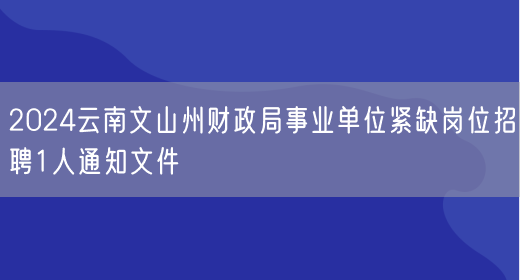 2024云南文山州财政局事业单位紧缺岗位招聘1人通知文件