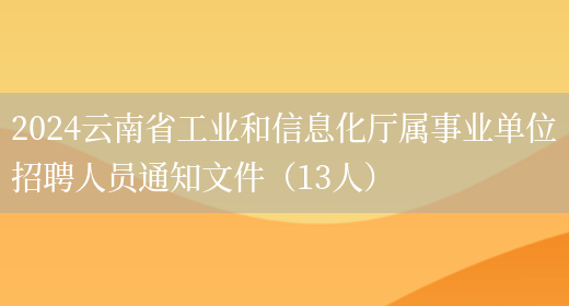 2024云南省工业和信息化厅属事业单位招聘人员通知文件（13人）