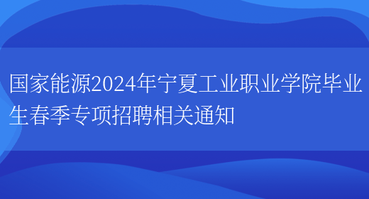 国家能源2024年宁夏工业职业学院毕业生春季专项招聘相关通知