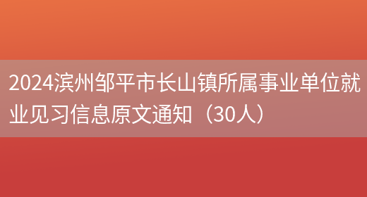 2024滨州邹平市长山镇所属事业单位就业见习信息原文通知（30人）